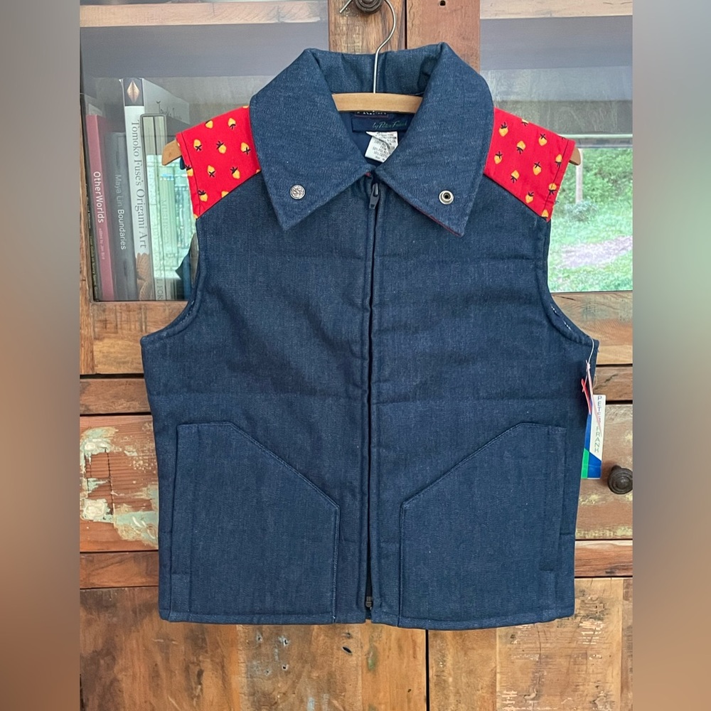 NWT Vintage 80’s Deadstock Peter Frank Denim Strawberry Vest